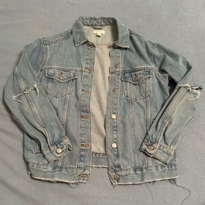 Topshop Distressed Denim Trucker Jacket
